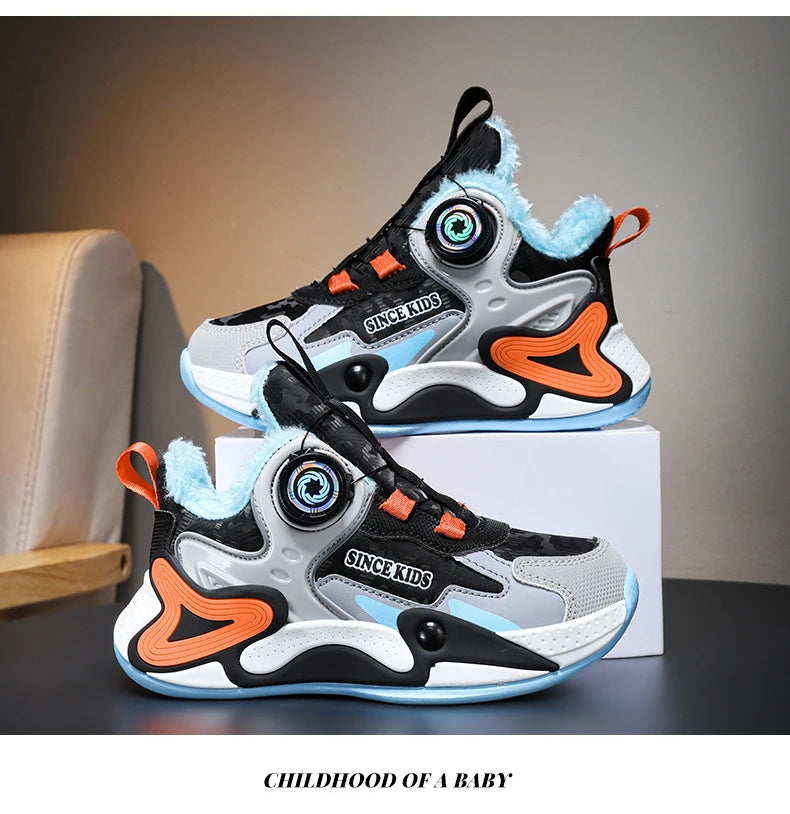 Children's Sneakers Boys Causal Kid Running Walking Shoes Fashion Warm Plush Girls Tennis Shoes Soft Walking Shoes.