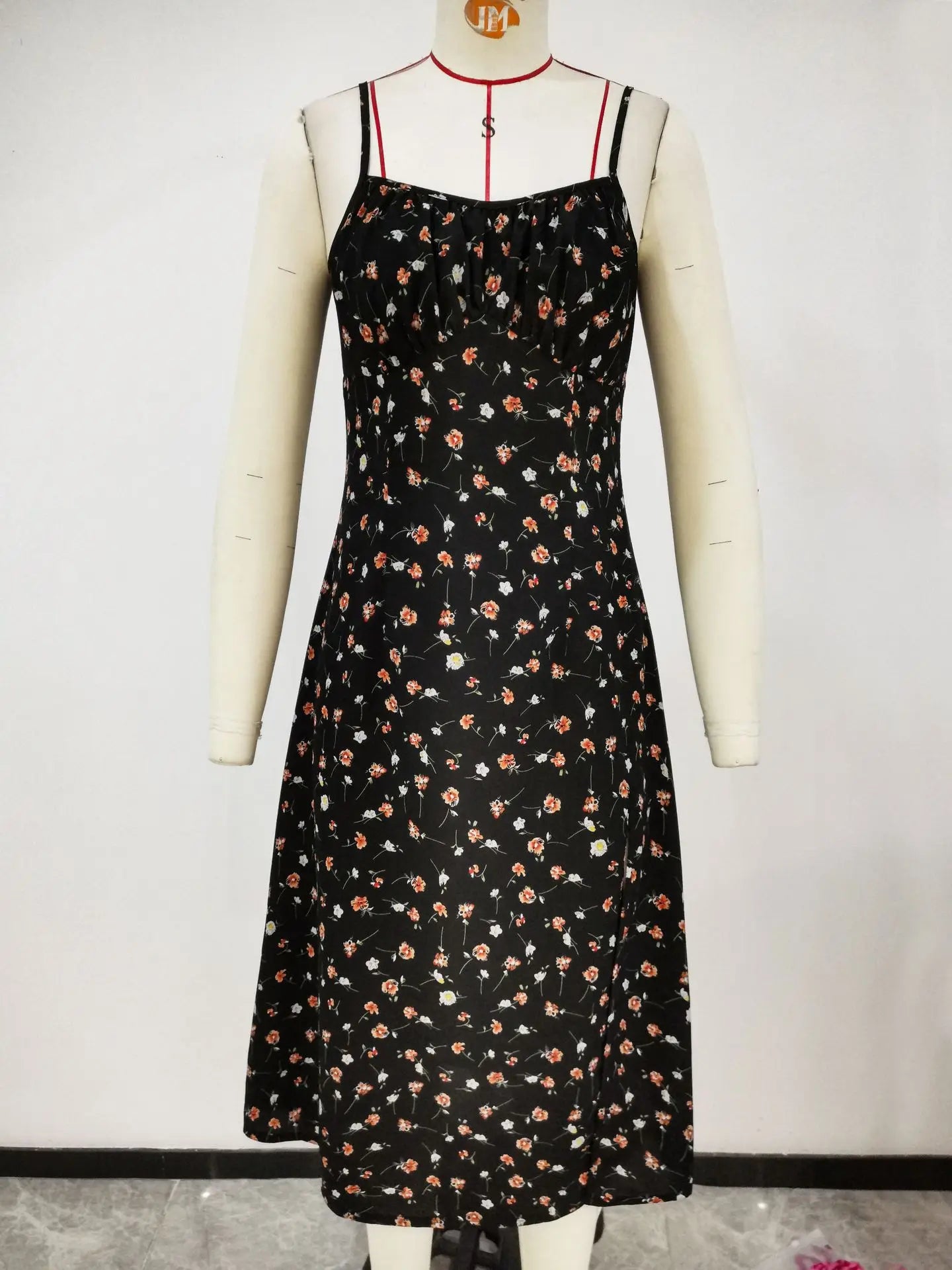 2024 sommer Sexy Spaghetti-trägern Kleid Frauen Mode Polka Dot Print Ärmelloses Schlitz Kleid Boho Casual Strand Midi Kleider.