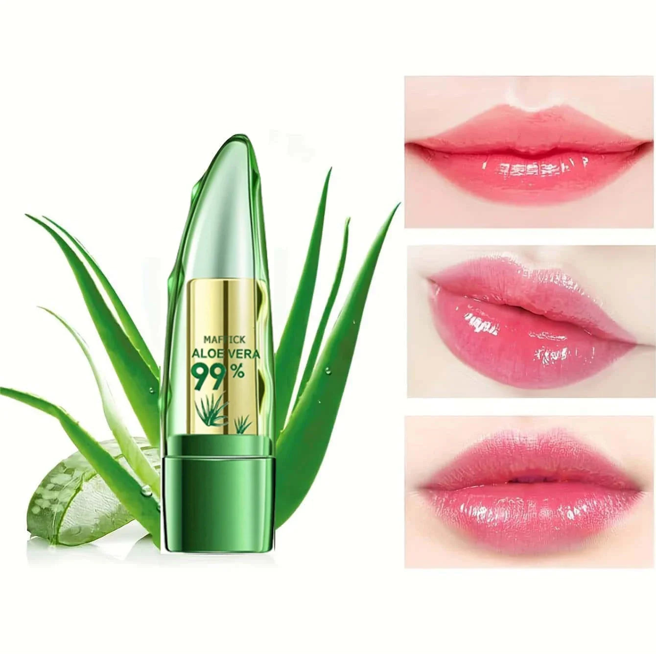 1PC Moisturizing Aloe Vera Lipstick Discoloration Lip Care Nutritious Plumper Lip Balm Magic Cosmetic Makeup Lip Beauty Care.
