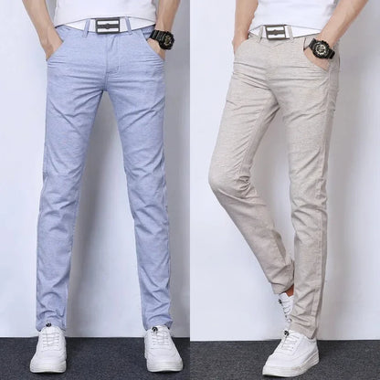 Summer Thin Men's Casual Pants Straight-Leg Loose-Fit Linen Trousers Youth Men's Pants Direct From Manufacturer Wholesale.