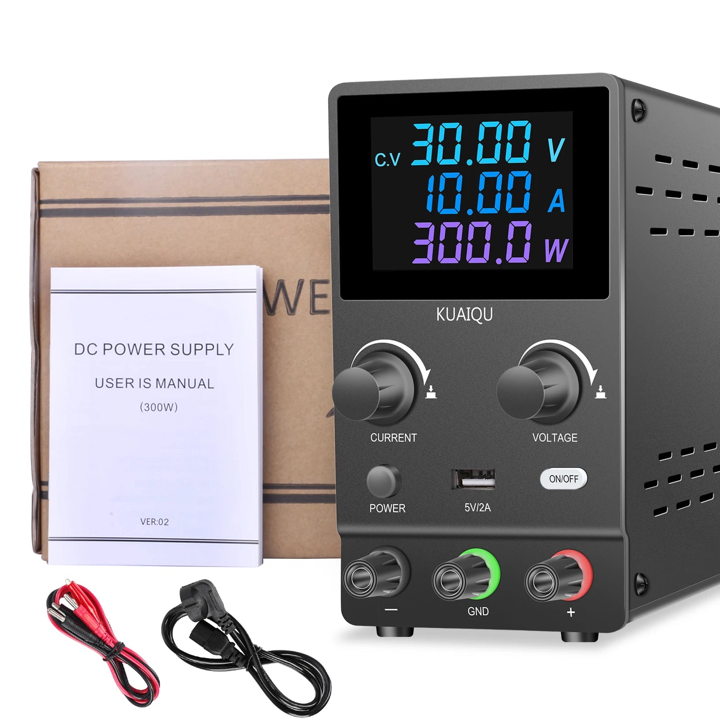 KUAIQU DC Lab Power Supply 30V 10A 60V 120V Adjustable Switching Power Supply Encoder Knob Display Regulator For Phone Repairing.