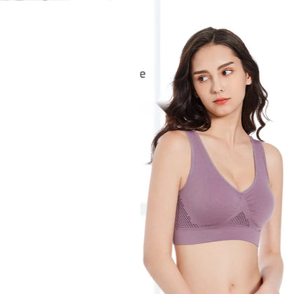 S-4XL Seamless Active Yoga Bra Women Wireless Sports Breathable Hollow Out Push Up Brassiere With Pad Vest Tank Top Running Bra.