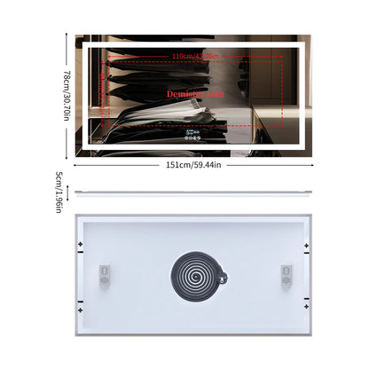 LUVODI Großer beleuchteter Bluetooth-Badezimmerspiegel, rechteckig, beschlagfrei, LED-Badezimmer-Kosmetikspiegel mit Bluetooth-Lautsprecher, 3-farbig