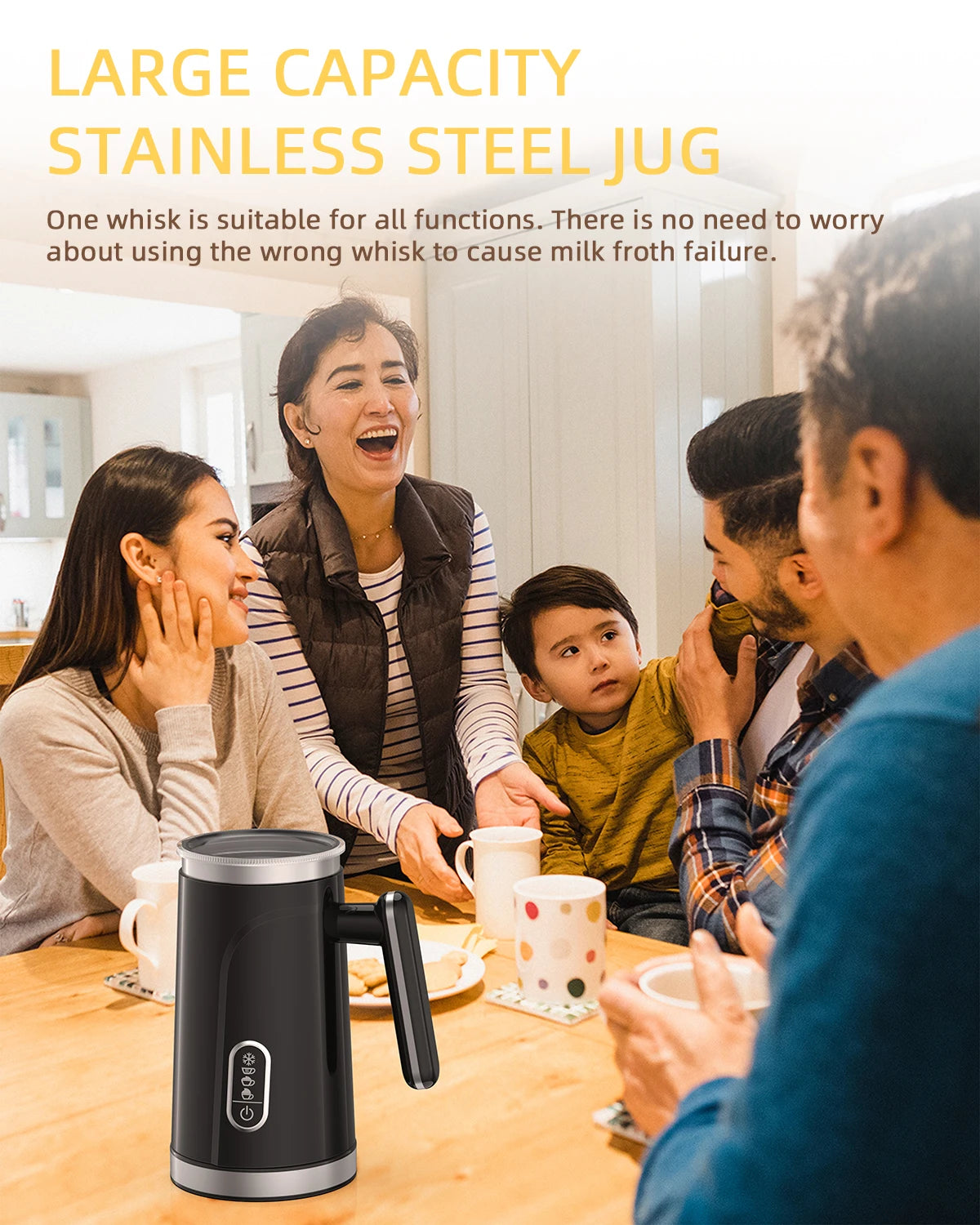 BioloMix,4 in 1 Automatic Hot and Cold Milk Frother Warmer for Latte, Foam Maker, Hot Chocolates, Cappuccino.