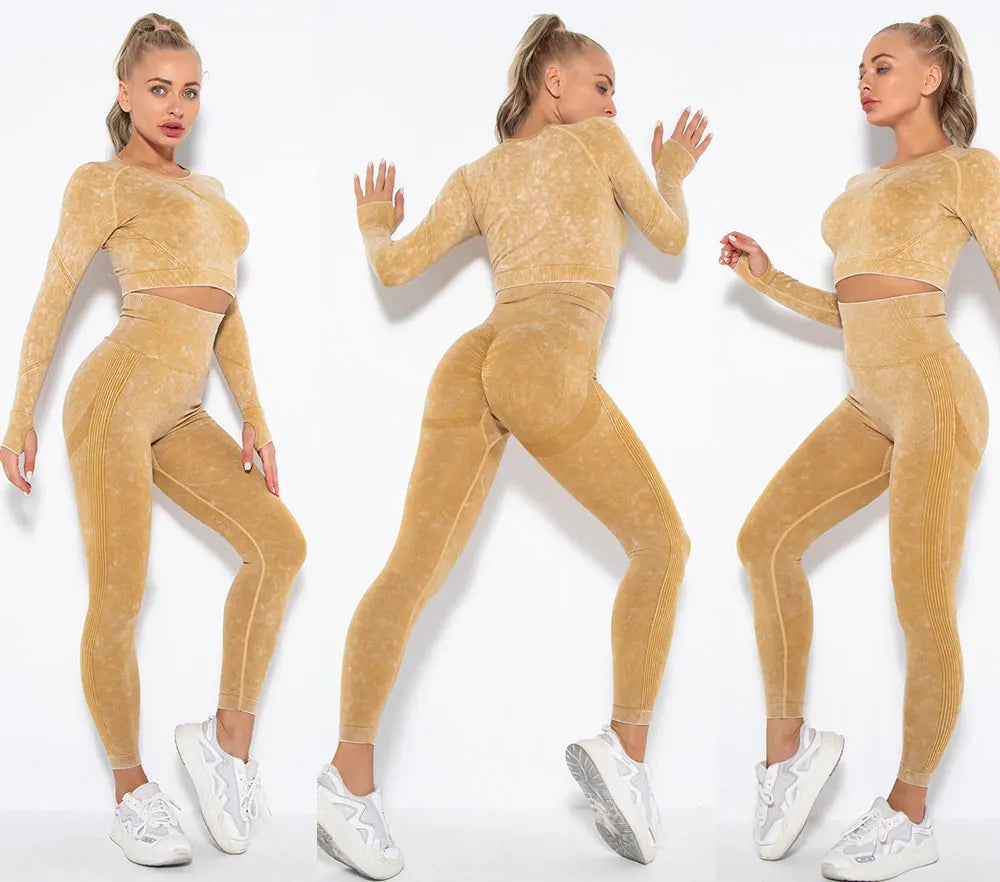 Seamless Yoga Set Gym Clothes Women's Sportswear Yoga Suits Women Fitness Set Tracksuits Sports Outfits Long Sleeve Gym Leggings