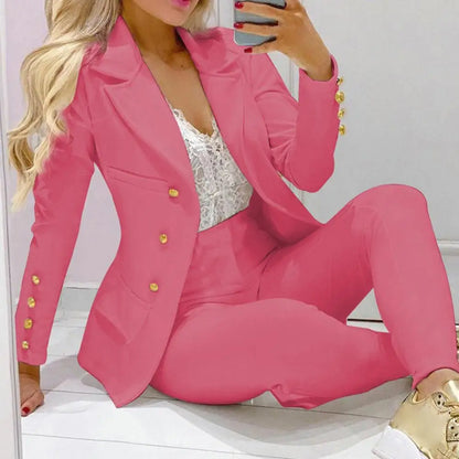 High Waist 2 Pcs/Set Stylish Slim Cardigan Lady Business Two-Piece Set Office Lady Business Suit Cardigan   for Work.