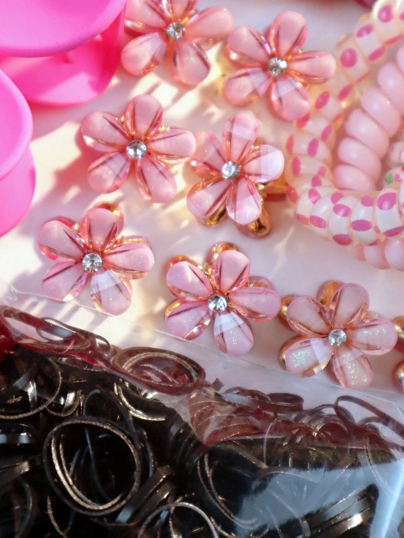 Fashionable Pink Hair Accessories Set for Women, Seamless Ponytail Holders Variety Hair Scrunchies For Women Lady 2024.