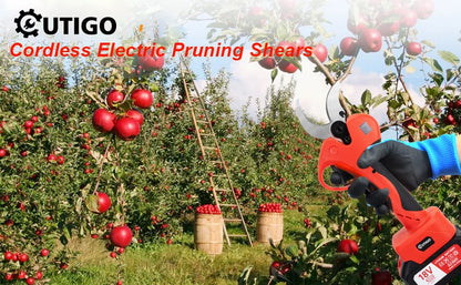 OUTIGO Professionelle Elektrische Gartenschere,40 mm Akku Grtenschere, 2x3000mAh Lithium-Wiederaufladbar Akku 6-8 Arbeitsstunden, Astschere, Rebschere, Baumschere, Rosenschere