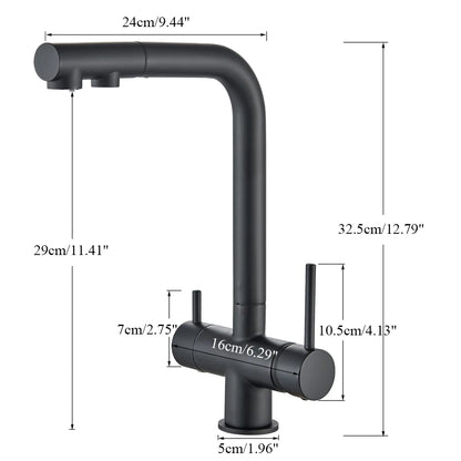 Rozin Water Purifier Kitchen Faucet Black Pull Out Flexible Filter Kitchen Faucets Crane Brass 2 in 1 Hot Cold Water Mixer Tap