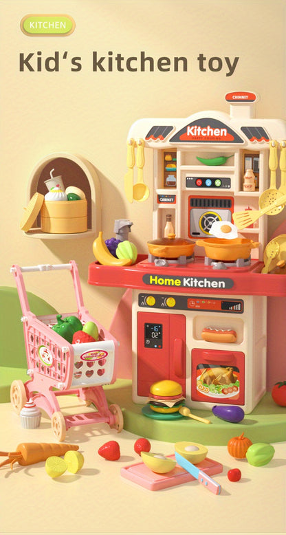 Realistic Pretend Play Cooking Toy for Kids, Chef Playset Kitchen Accessories, Lights & Sounds,for Toddles Girls Boys Gifts.