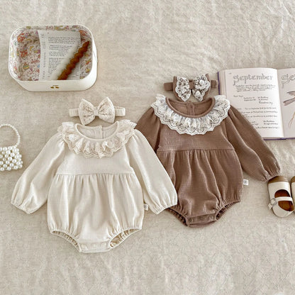 2PCS MILANCEL Frühling Baby Kleidung Spitze Kragen Säuglings Body Ein Stück Kleinkind Niedliche Prinzessin Outfit Kleidung für Neugeborene.