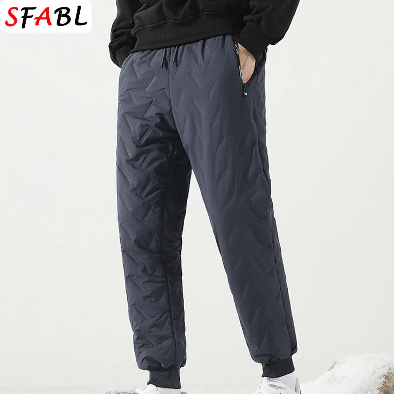 New Fleece Warm Winter Men's Pants Casual Thicken Joggers Pants for Men Thermal Padded Trousers Black Sweatpants Men Waterproof.