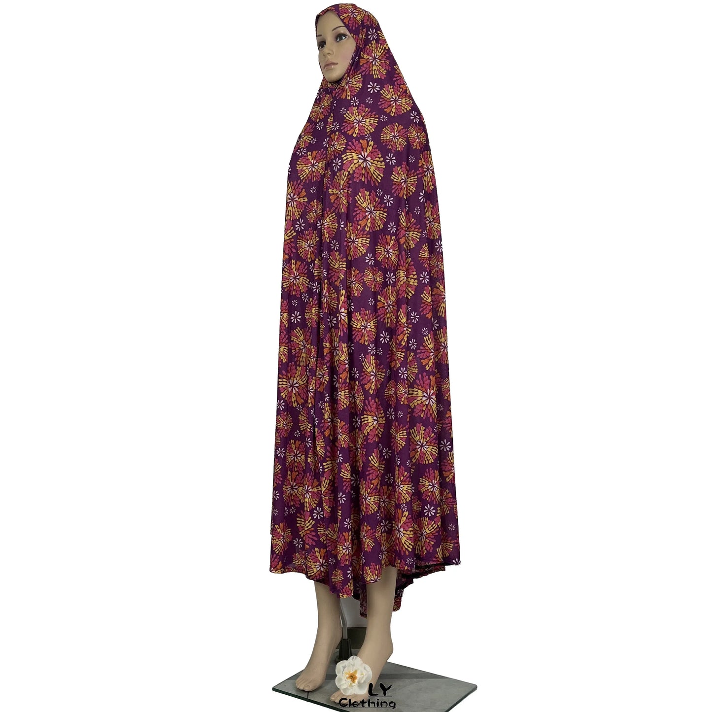 New Dubai Islamic Robe Ramadan Womens Hooded Abaya African Sleeveless Loose Soft Prayer Garment Muslim Floral Dress With Hijab.