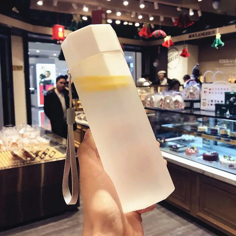 Portable Plastic Water Bottle Creative Matte Water Cup Outdoor Juice Leak-Proof Sports Bottle with Rope Travel Camping Bottles