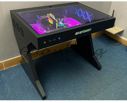 Computergehäuse für große Spieler, All-in-One-Tisch, hochwertiger Desktop, vollständig transparent, großes Gehäuse, cooler wassergekühlter Sci-Fi-Spieltisch