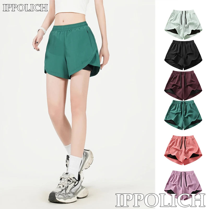 Yoga Short Pants Women Double Design Short Lightweight Comfortable Quick Dry Breathable Fitness Sport Anti-exposure Shorts Pants.
