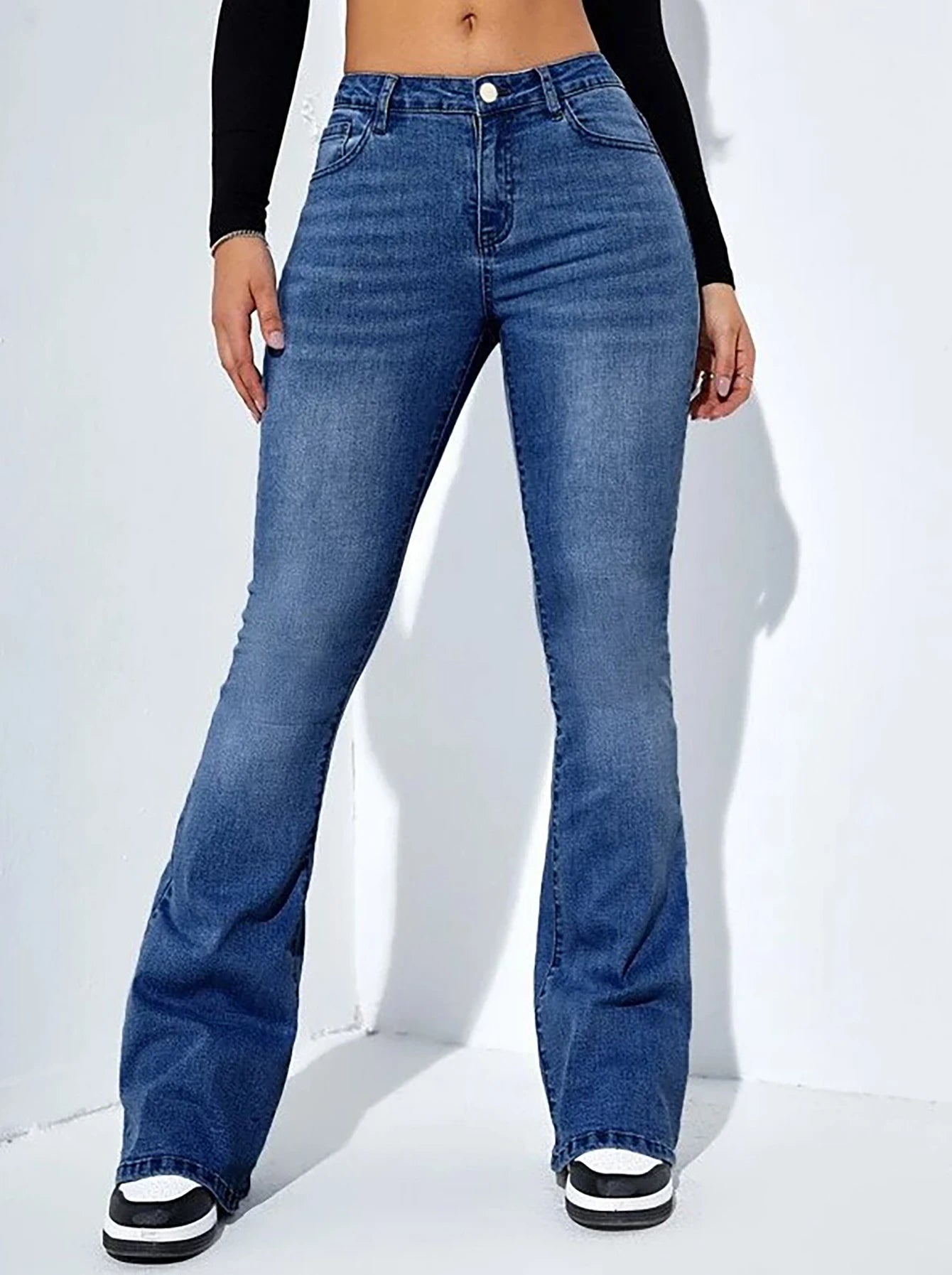 Women's jeans high waist stretch comfortable flared pants Denim pants.