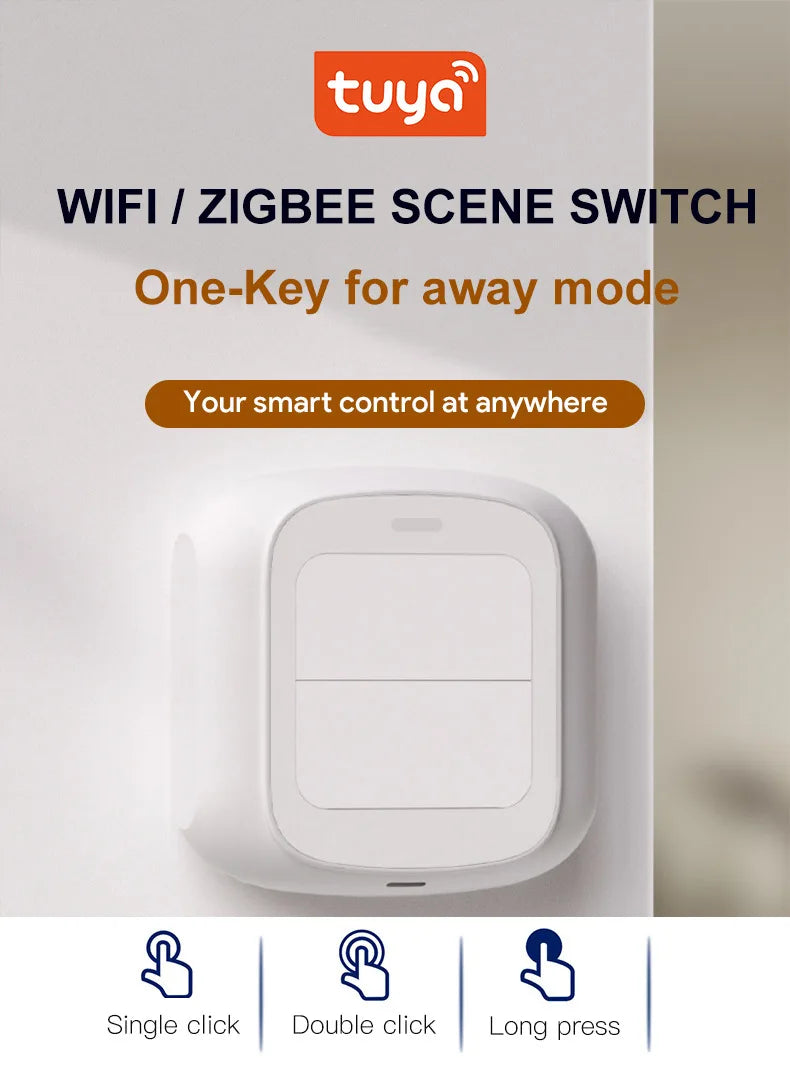 Tuya Smart WiFi/Zigbee Schalter Push Button Schalter 2 Gang 6 Szene Wireless Smart Home Fernbedienung Automatisierung Szenario schalter.