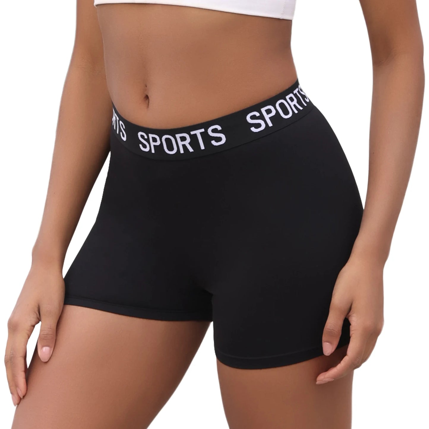 Super Soft Letter Waist Biker Shorts For Women No See Through Workout Running Yoga Athletic Push Up Gym Fitness Shorts.