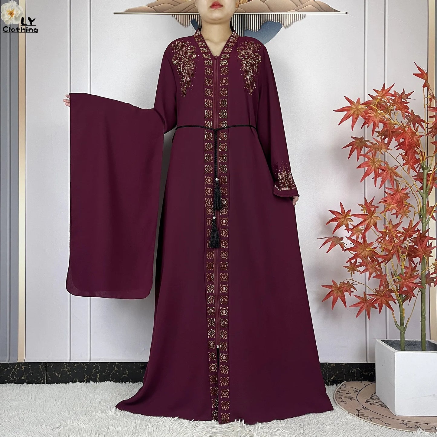 2024 For Women Elegant Dresses Dubai Party Outfits Long Sleeved Chiffon Dashiki Muslim Women Robe Open African Abaya Clothing