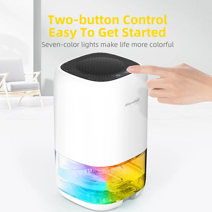 Air Dehumidifier for Bedroom 7 Corlor RGB Light 280 sq. ft Mini Portable Utral Quiet and Auto Shut Off  Closet Bathroom1000ML.