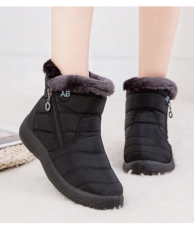 Women's Boots Women's Ankle Boots With Fur Winter Shoes Women Low Heels Winter Boots Snow Waterproof Botas Mujer Winter Footwear.