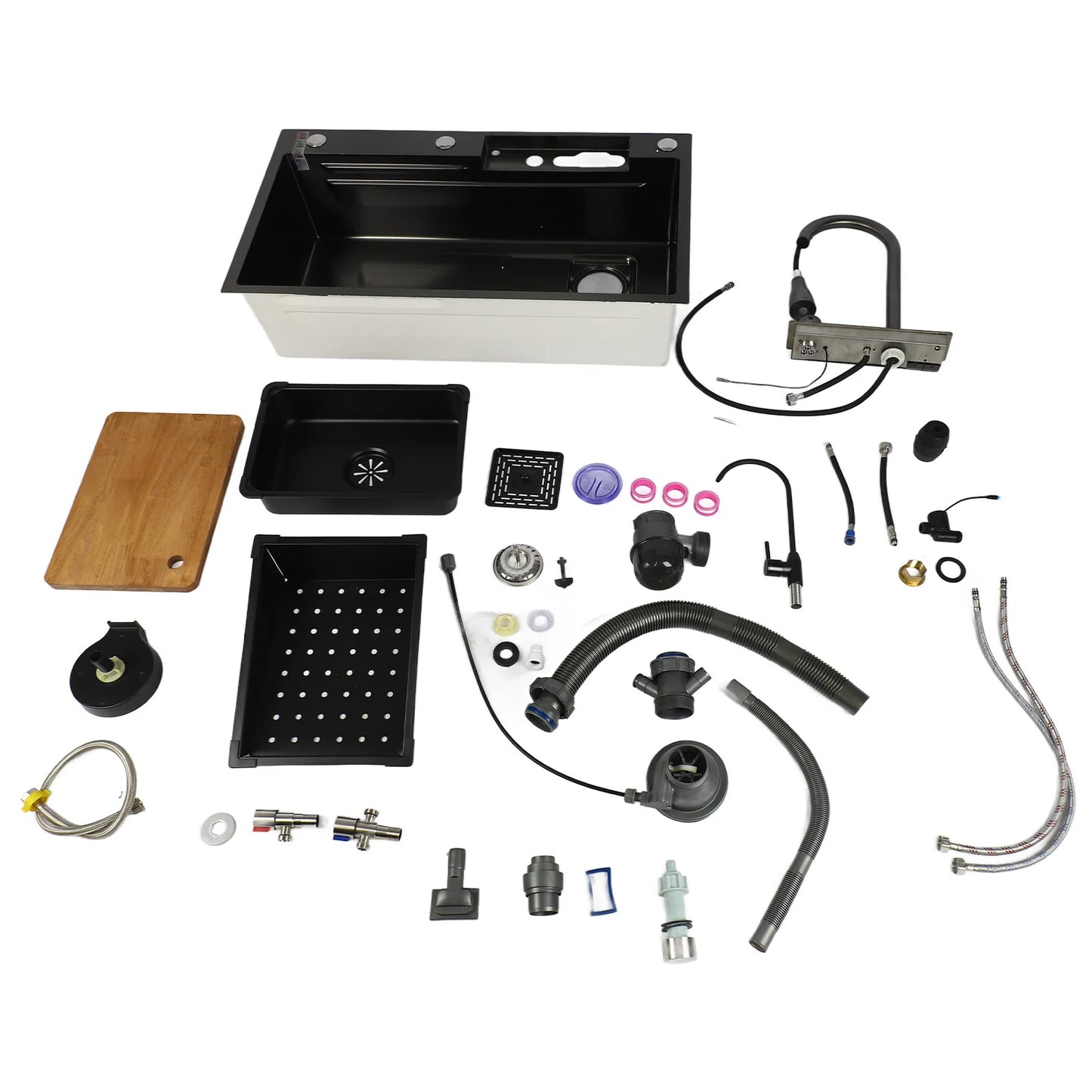 Intelligente Küchenspüle aus Edelstahl, verdickte gebürstete Oberfläche, großes Fassungsvermögen, Waschbecken mit Digitalanzeige, Küchenspüle