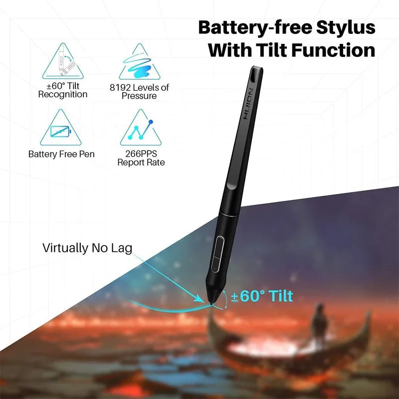 Huion Graphic Monitor Kamvas Pro 16 Drawing Tablet Screen 15.6 Inch Digital Tablets Draw Display with Battery-free Stylus Pen.