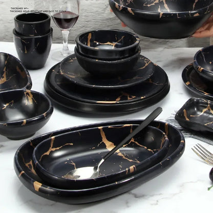 Marble Texture Imitation Melamine Plate BBQ Tableware Cake Fruits plates Snack Tray Outdoor Party Dishes Steak.