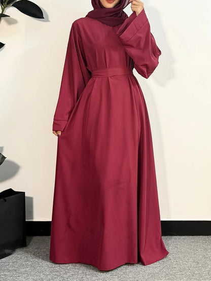 Muslim Abayas Women Kaftans Prayer Dress With Belt Full Sleeve Islamic Clothing Women Jilbabs Dubai Robe Ramadan Dresses.