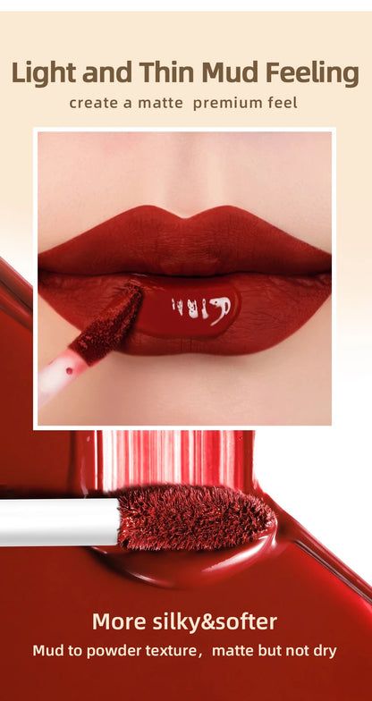 QIBEST Sexy Red Matte Lip Gloss Long Lasting Velvet Liquid Lipstick Lip Makeup Women Beauty Nonstick Cup Waterproof Lipgloss Hot.