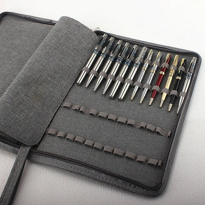 10/24/48 Slots Fountain Pen Case Pencil Case Pouch Bag Canvas Case Black, Gray.