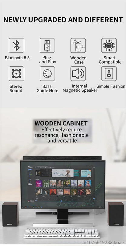 Philips SPA20 Bluetooth Speakers Outdoor Loudspeaker Music Player HiFi Stereo Sound Subwoofer for Computer Desktop Mobile Phone.