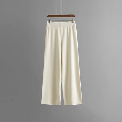 Muslim Women Knitting 2 Piece Sets Striped Sweater Pullover Top Wide Leg Pants Suit Outfits Knitwear Turtleneck Ensemble 2025