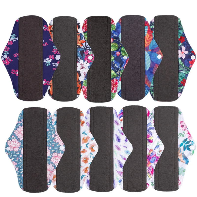 10pc Reusable Menstrual Panties Pads Monthly Period Gaskets Women's Washable Sanitary Napkin Lady Menstrual underwear Cloth Pads.