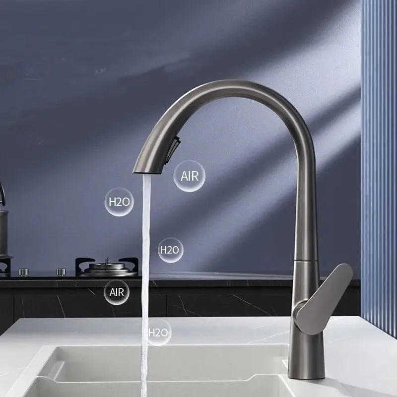 Pull Down Kitchen Faucet Hidden spray head Dual Modes Nozzle Hot Cold Water Mixer Crane Tap Brass Kitchen Sink Faucets