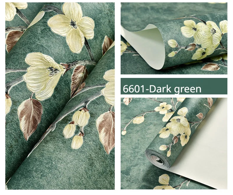 Blumentapete, selbstklebend, warm, für Mädchen, Schlafzimmer, 3D-Verdickung, Wanddekoration, Aufkleber, Wohnzimmer, Restaurant, Sofa, Hintergrund