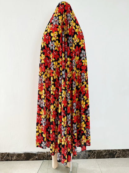 6XL  Muslim Womens Hooded Abaya African Sleeveless Prayer Garment Kaftan Dress With Hijab Floral Dubai Saudi Robe Ramadan