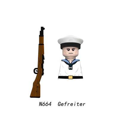 Military WWII Figure Building Blocks Accessories MP40 Rocket Launcher MG42 Officer Army Camouflage Soldier Pzf 98K Toy Gift N029