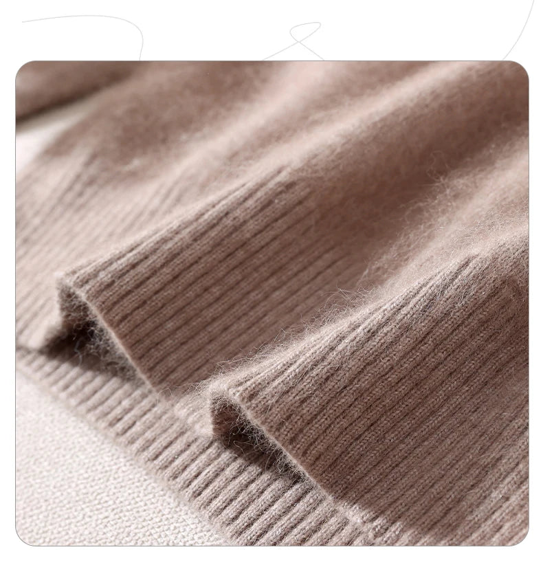 Women's Round-neck Mink Cashmere Sweater Soft Pullover Jumper Comfortable Knitted Top for Autumn Winter Pure Mink Material