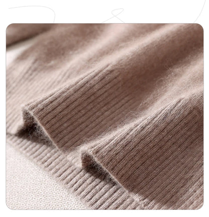 Women's Round-neck Mink Cashmere Sweater Soft Pullover Jumper Comfortable Knitted Top for Autumn Winter Pure Mink Material