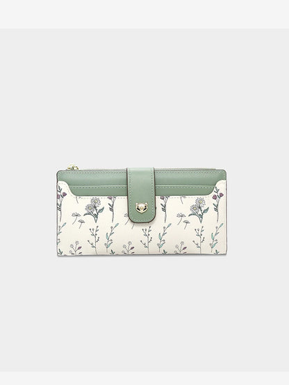 FOXER New Women's Long Wallet Fashion Multi-card Clutch Slot Card Holder Signature Versatile PU Floral Wallet Zipper Coin Purse.