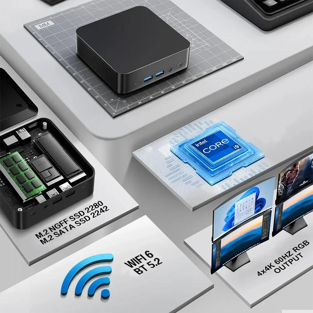 【3-Year-Warranty】2025 Mini PC Intel Core i9 8950HK Gaming Computer Windows 11 16GB DDR4 2TB SSD WiFi 6  Gamer Desktop PC.