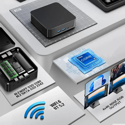 【3-Year-Warranty】2025 Mini PC Intel Core i9 8950HK Gaming Computer Windows 11 16GB DDR4 2TB SSD WiFi 6  Gamer Desktop PC.