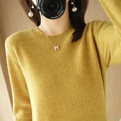 Herbst und Winter Kaschmirpullover Damen Rundhalspullover lässig gestrickt Top Damen kurze Unterwolle Mode 18 Farben