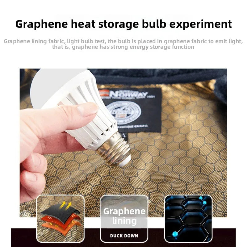 CHUJIE Men's autumn and winter fleece fashion graphenewarm hooded jacket outdoor hiking sports with thick fleece cardigan jacket