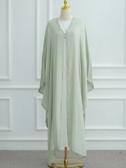 Women Eid Türkiye Dubai Solid Pleated Luxury Muslim Fashion Kimono Cardigan Long Dress Kaftan Robe Femme Islam Clothing Kebaya.