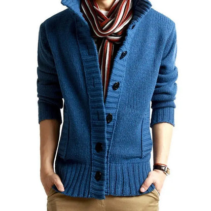Jackets Apricot Knitted Cardigan Male Solid Color Thick Men's Sweaters with Pockets Streetwear Casual Long Sleeve Cashmere Open.