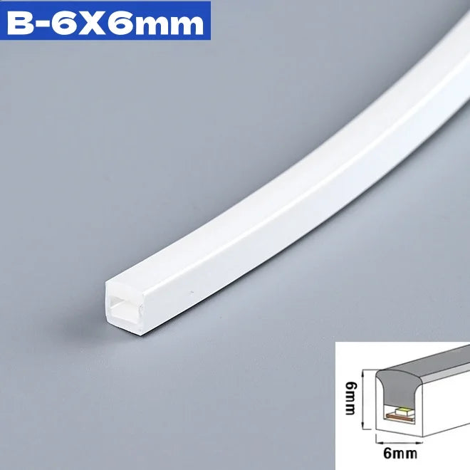 1M-10M Rimless LED Neon Rope Lamp Silicone Tube Diffuser Channel For WS2811 WS2812B Recessed Outdoor Ribbon Flexible Strip Light