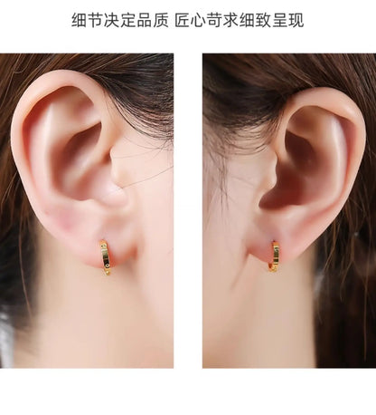 Trend Ear loops Shining Real 18k Gold Ear Buckle for Woman High-quality Luxury AU750 Earring Party Banquet Fine Jewelry.